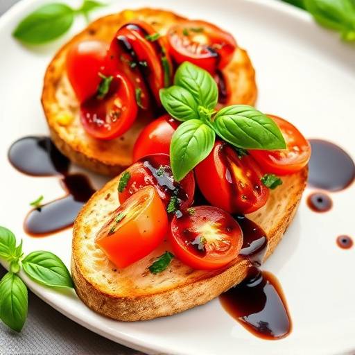 Classic Bruschetta with tomatoes, basil, and balsamic glaze