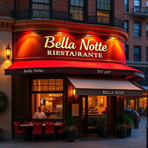 The exterior of Bella Notte Ristorante in Lincoln Park, Chicago, showcasing its warm and inviting facade