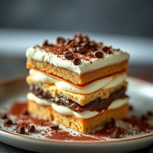 Tiramisu dessert with coffee-soaked ladyfingers and mascarpone cream